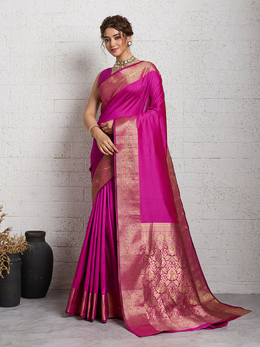 Dwija Fashion Women'S Party Wear Zari Weaving Silk Designer Saree With The Unstitched Blouse-Pink