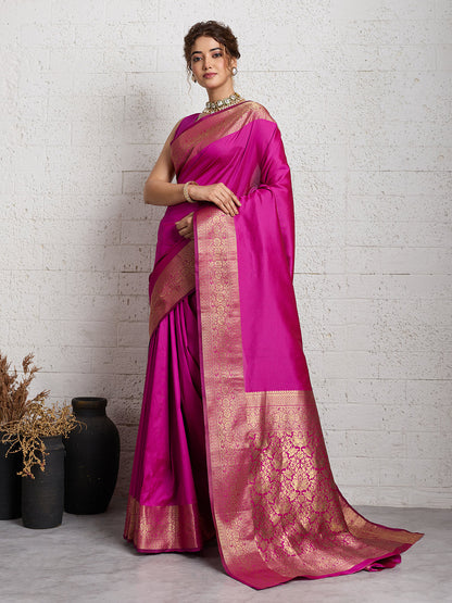 Dwija Fashion Women'S Party Wear Zari Weaving Silk Designer Saree With The Unstitched Blouse-Pink