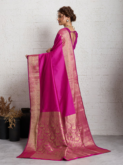 Dwija Fashion Women'S Party Wear Zari Weaving Silk Designer Saree With The Unstitched Blouse-Pink