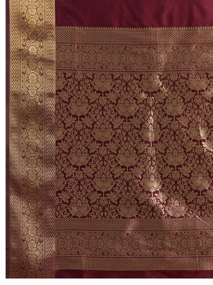 Dwija Fashion Women'S Party Wear Zari Weaving Silk Designer Saree With The Unstitched Blouse-Deep Maroon