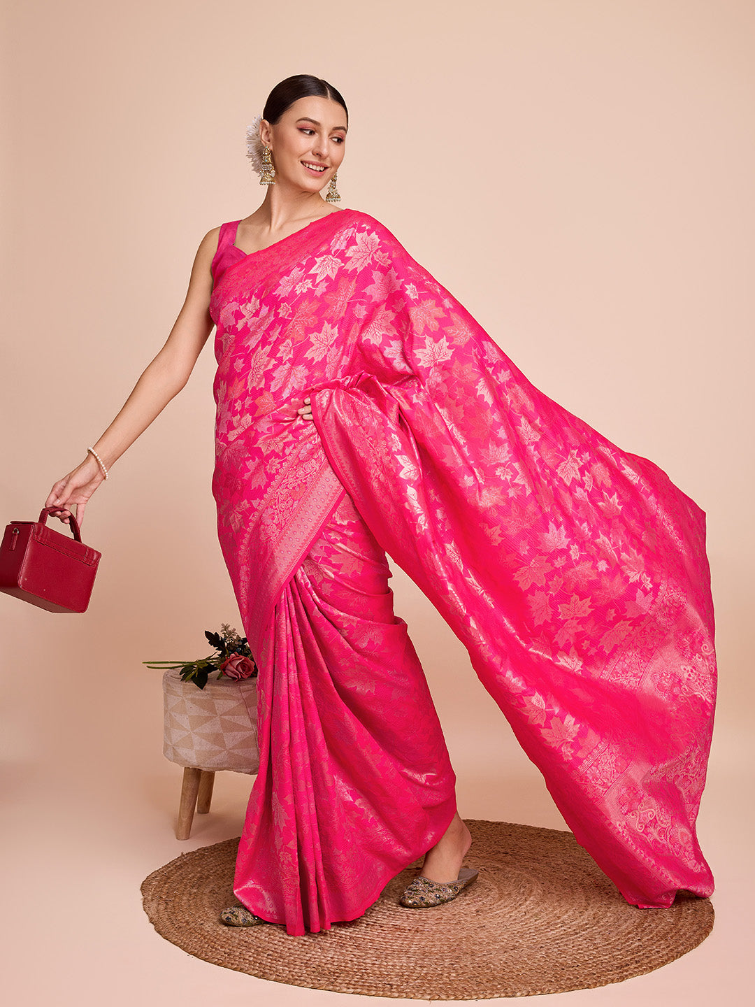 Dwija Fashion Pnk Wedding Wear Pure Silk Jari Weaving Work Saree With Unstitched Blouse