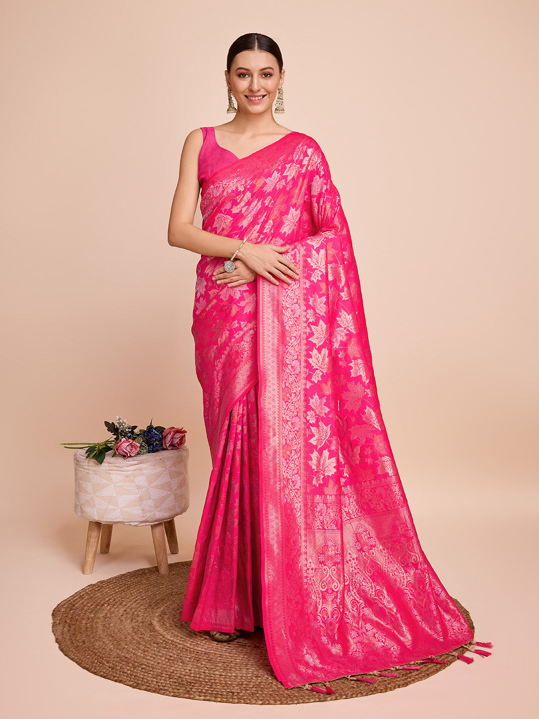 Dwija Fashion Pnk Wedding Wear Pure Silk Jari Weaving Work Saree With Unstitched Blouse