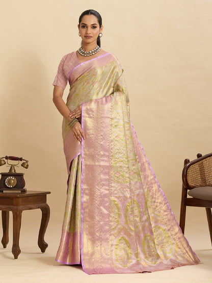 Dwija Fashion Mint Green Wedding Wear Kanjivaram Silk Jari Weaving With Unstitched Blouse