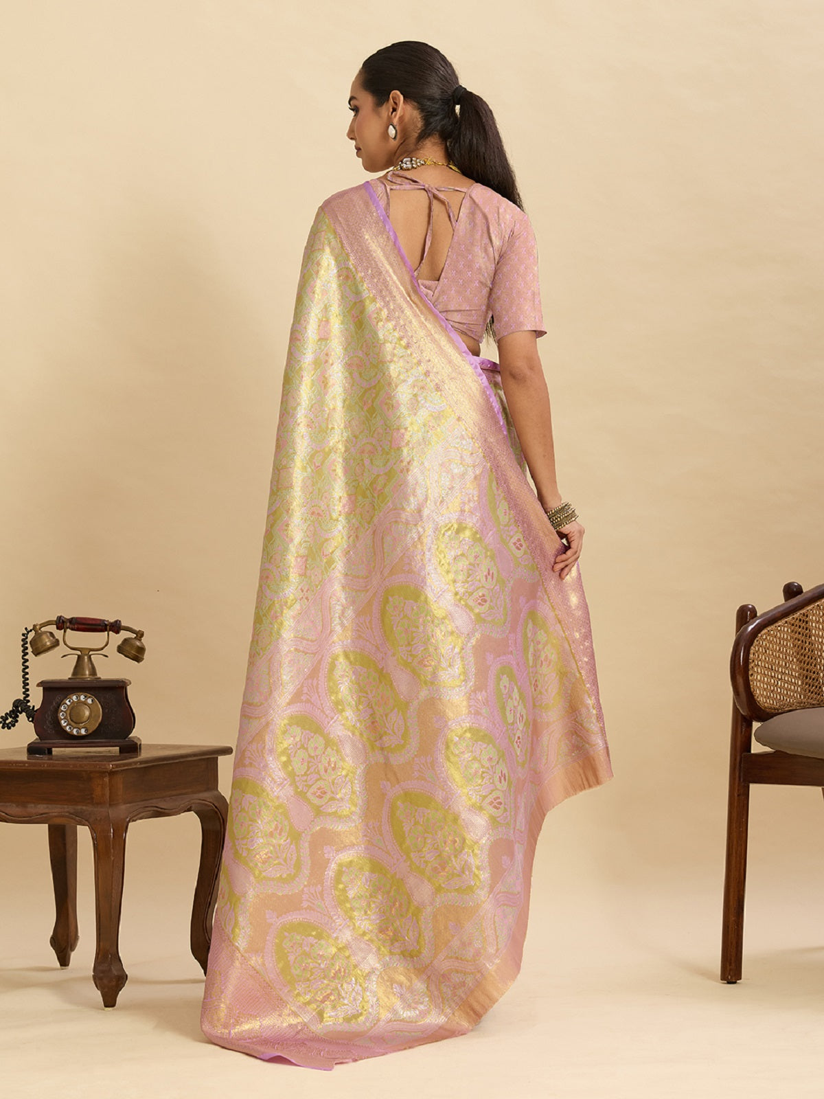 Dwija Fashion Mint Green Wedding Wear Kanjivaram Silk Jari Weaving With Unstitched Blouse