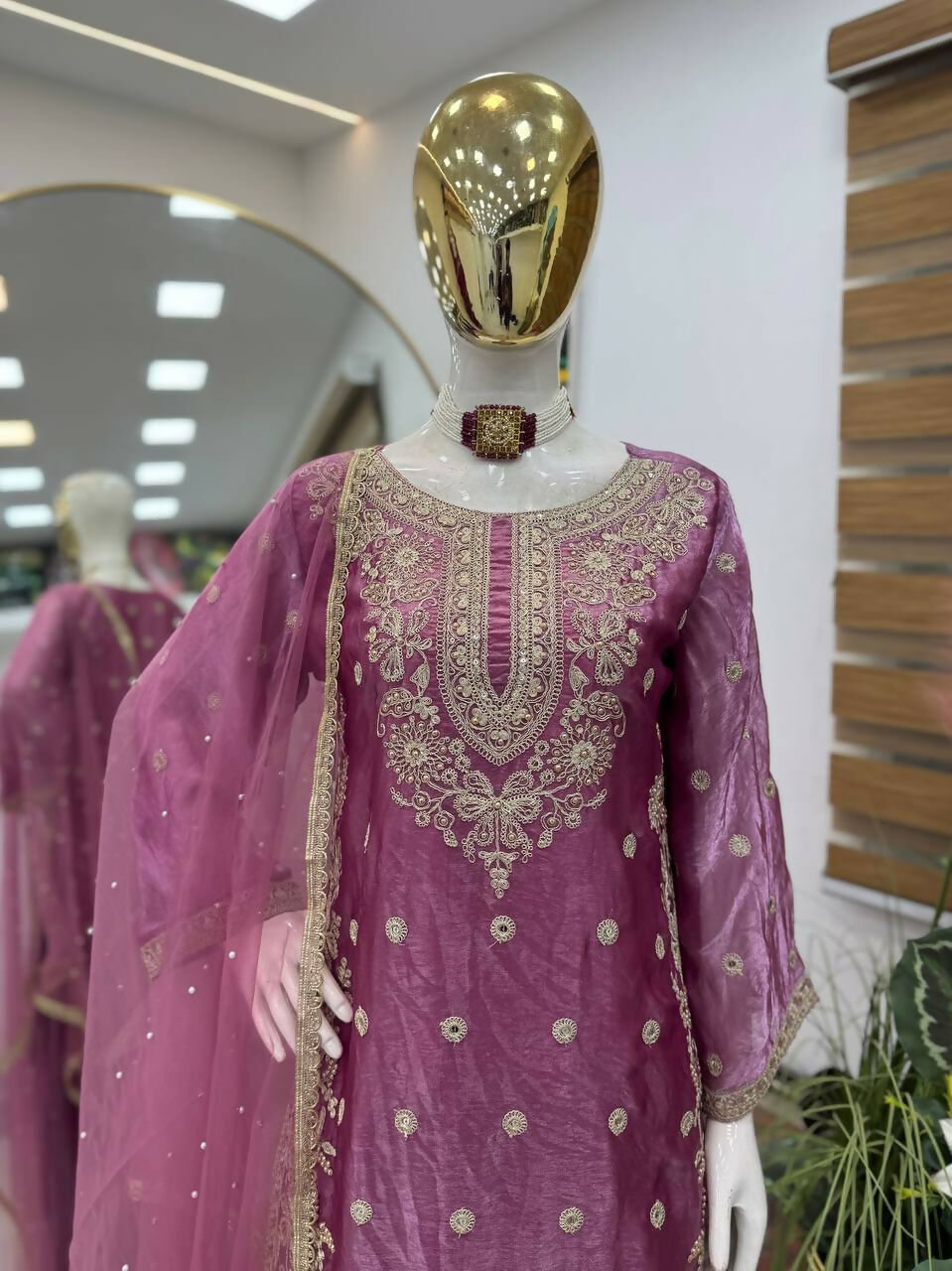 Teeya Creation New Trendy Womens Wedding Wear Kurta Palazzo Set - Pink