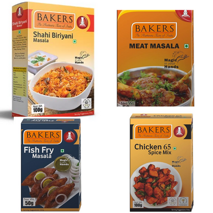 BAKERS Shahi Biriyani Masala , Chicken 65 , Fish Fry Masala , Meat Masala