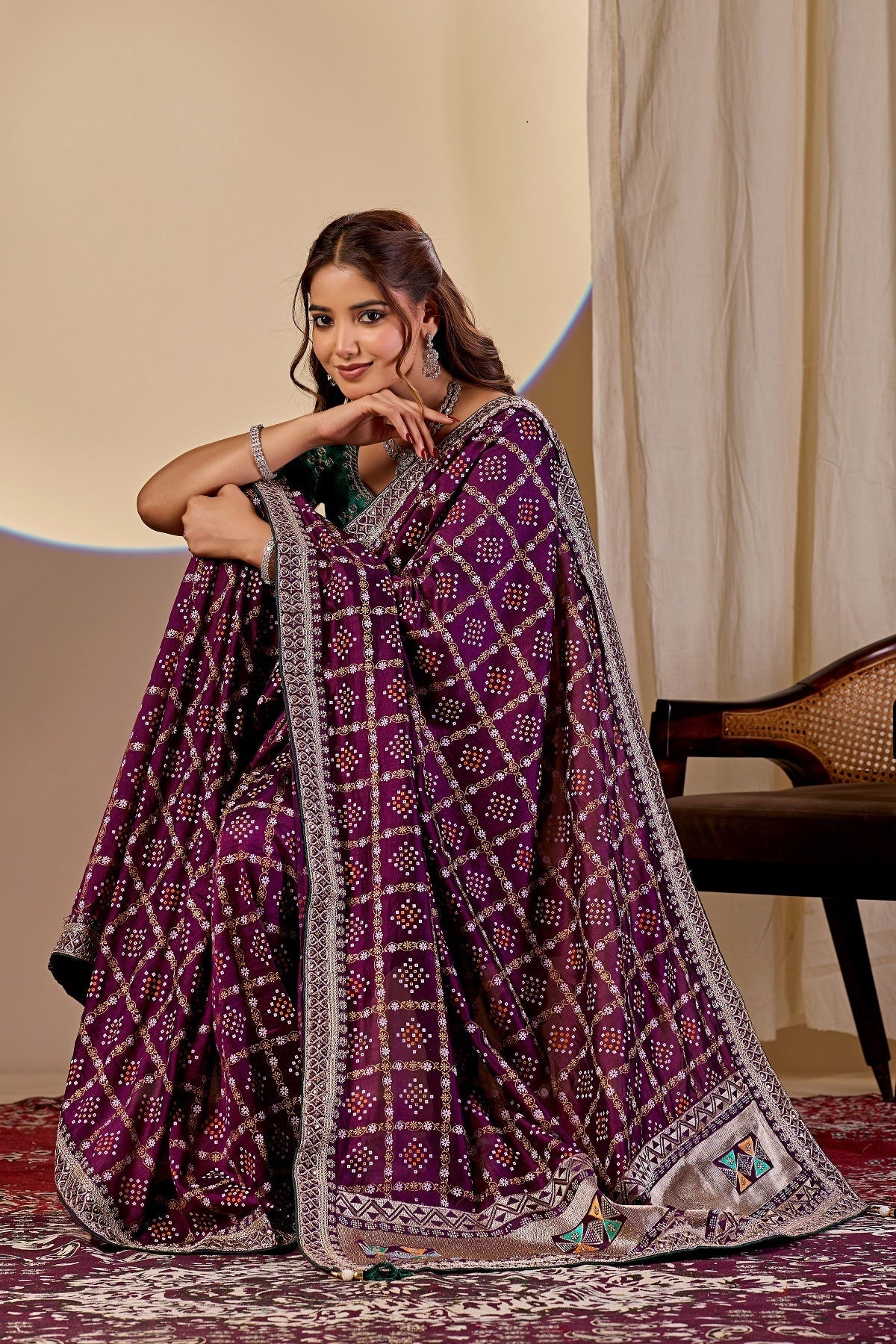 Dwija Fashion Women'S Party Wear Embroidery Vichitra Cp Designer Saree With Unstitched Blouse-Maroon