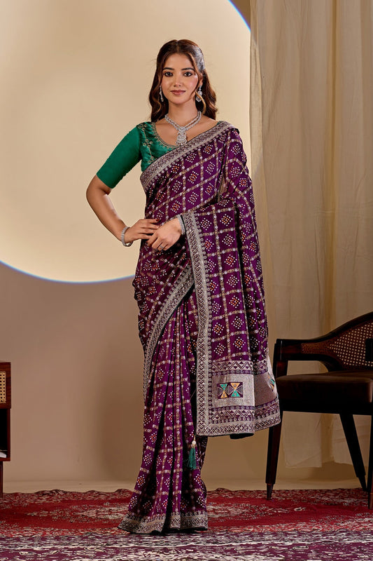 Dwija Fashion Women'S Party Wear Embroidery Vichitra Cp Designer Saree With Unstitched Blouse-Maroon