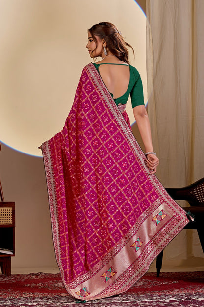 Dwija Fashion Women'S Party Wear Zari Weaving Silk Designer Saree With The Unstitched Blouse-Teal