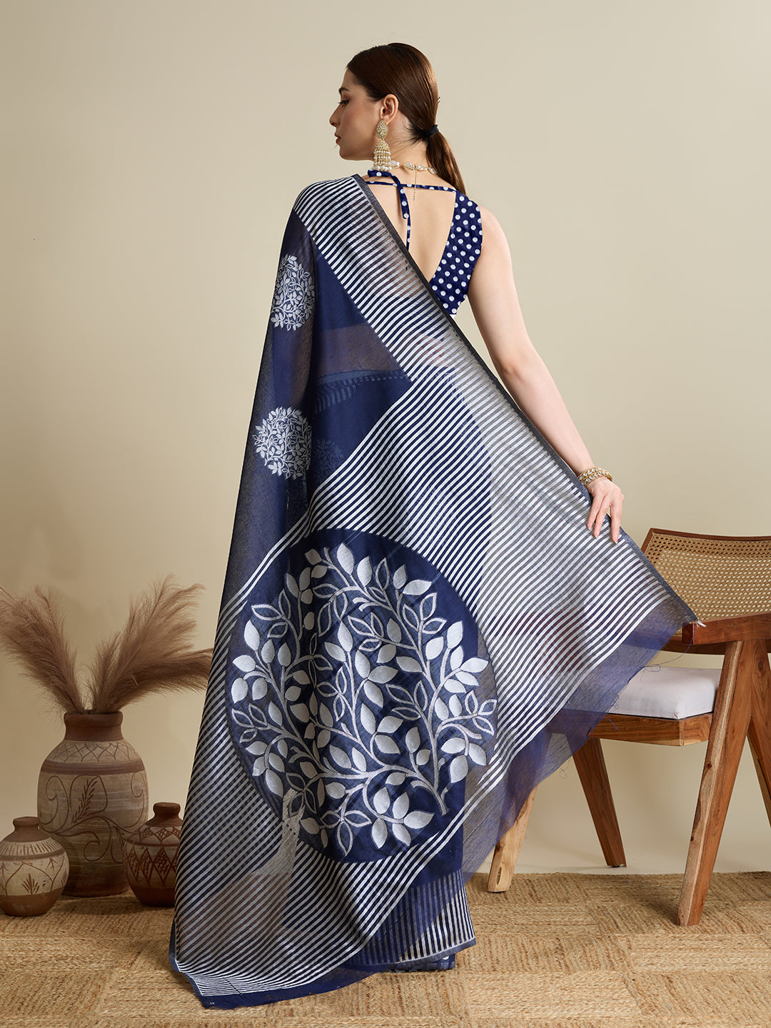 Dwija Fashion Royal Blue Casual Wear Soft Silk Bas Weaving Saree With Unstitched Blouse