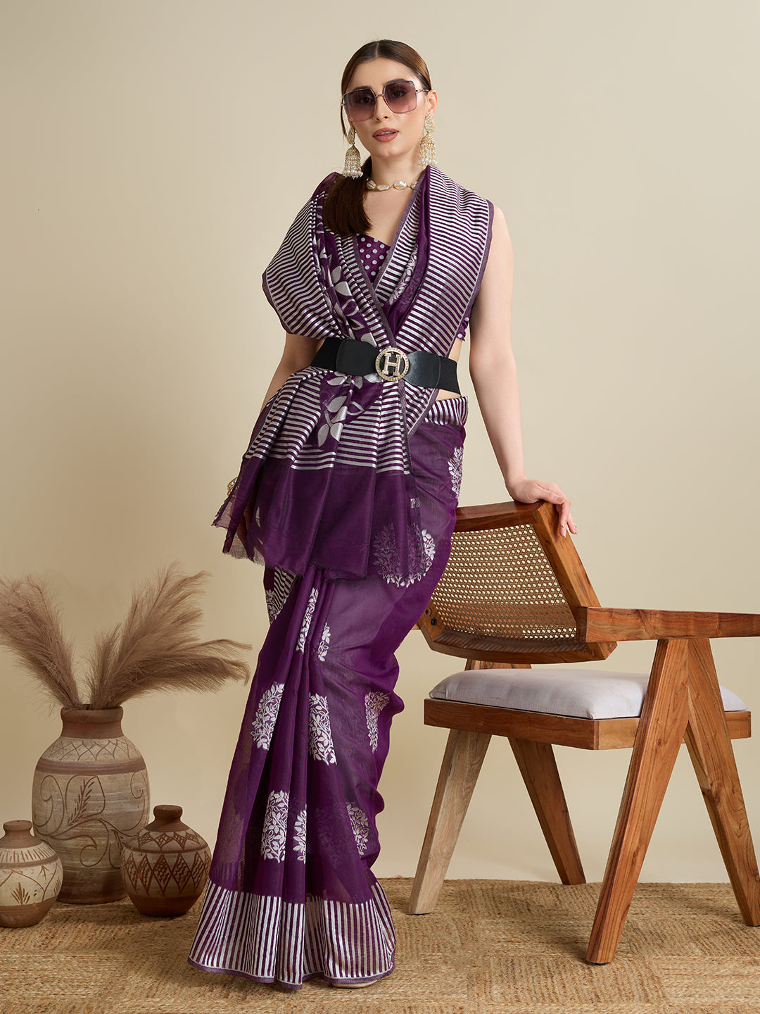 Dwija Fashion Deep Purple Casual Wear Soft Silk Bas Weaving Saree With Unstitched Blouse