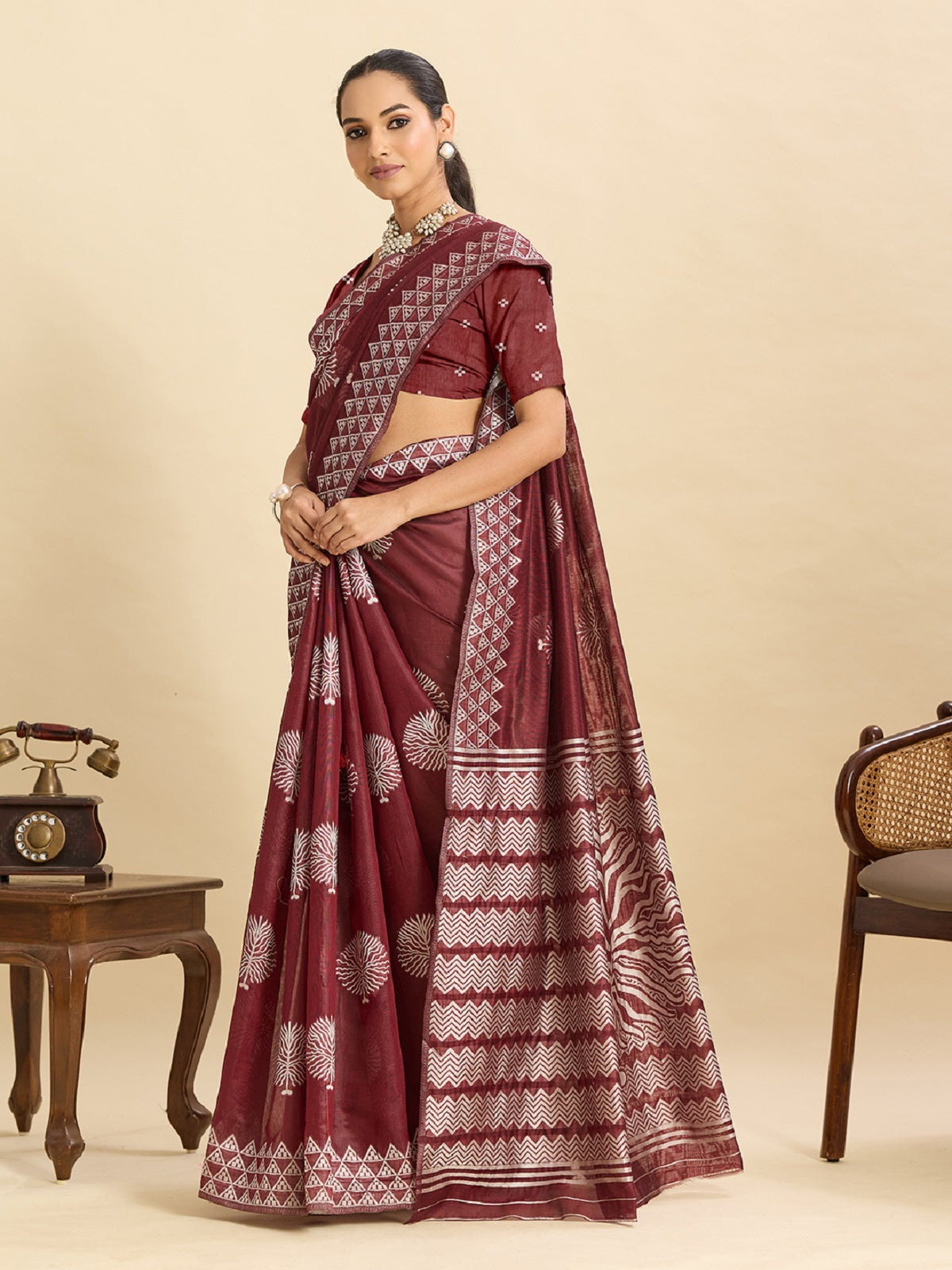 Dwija Fashion Maroon Casual Wear Soft Silk Bas Weaving Saree With Unstitched Blouse