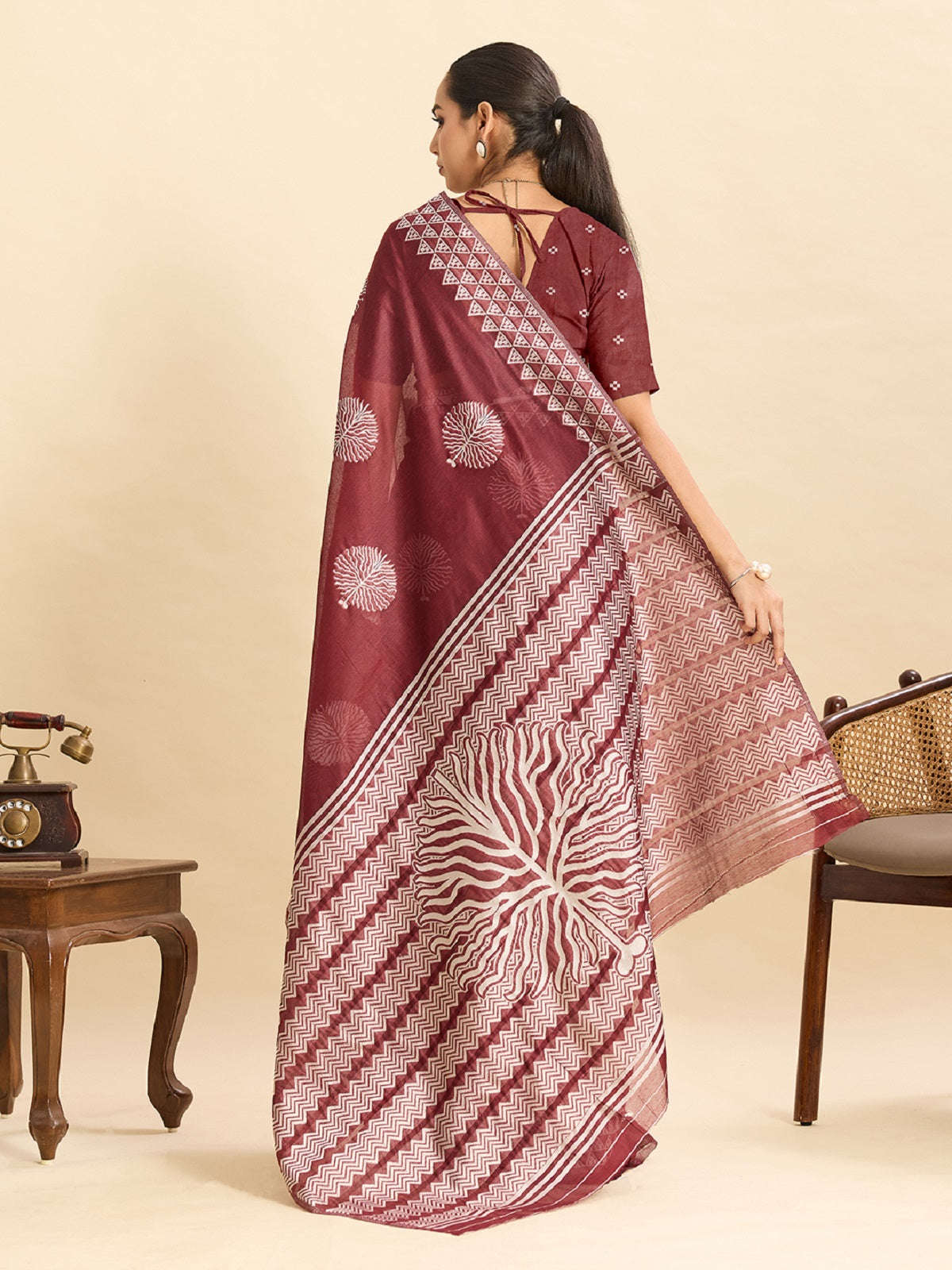 Dwija Fashion Maroon Casual Wear Soft Silk Bas Weaving Saree With Unstitched Blouse