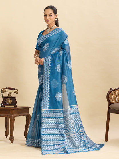 Dwija Fashion Sky Blue Casual Wear Soft Silk Bas Weaving Saree With Unstitched Blouse