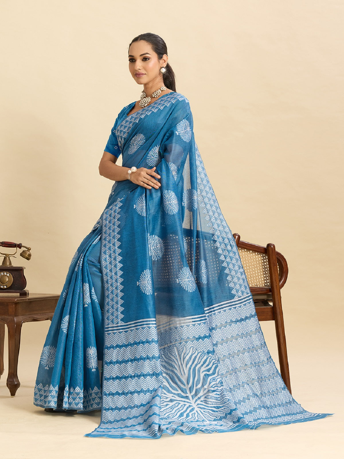 Dwija Fashion Sky Blue Casual Wear Soft Silk Bas Weaving Saree With Unstitched Blouse