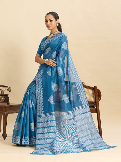 Dwija Fashion Sky Blue Casual Wear Soft Silk Bas Weaving Saree With Unstitched Blouse