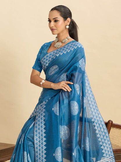 Dwija Fashion Sky Blue Casual Wear Soft Silk Bas Weaving Saree With Unstitched Blouse
