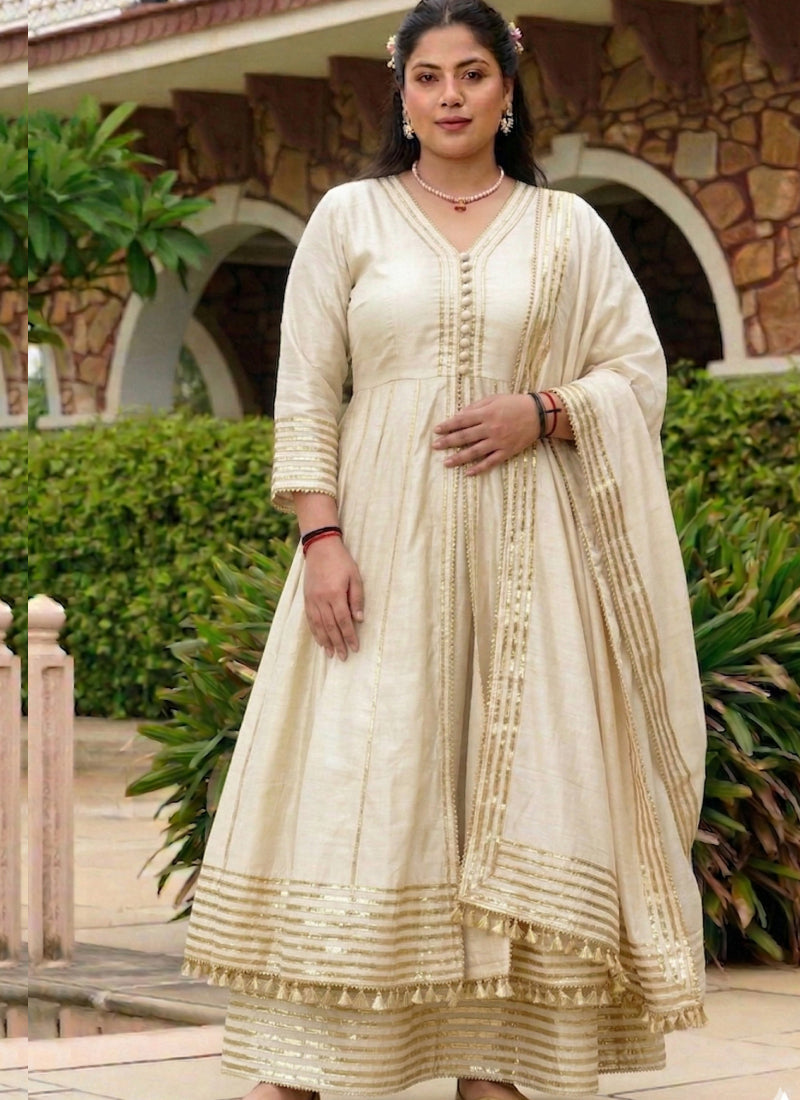 Vegaa Fashion Ceam Gota Cotton Silk Palazzo Suit