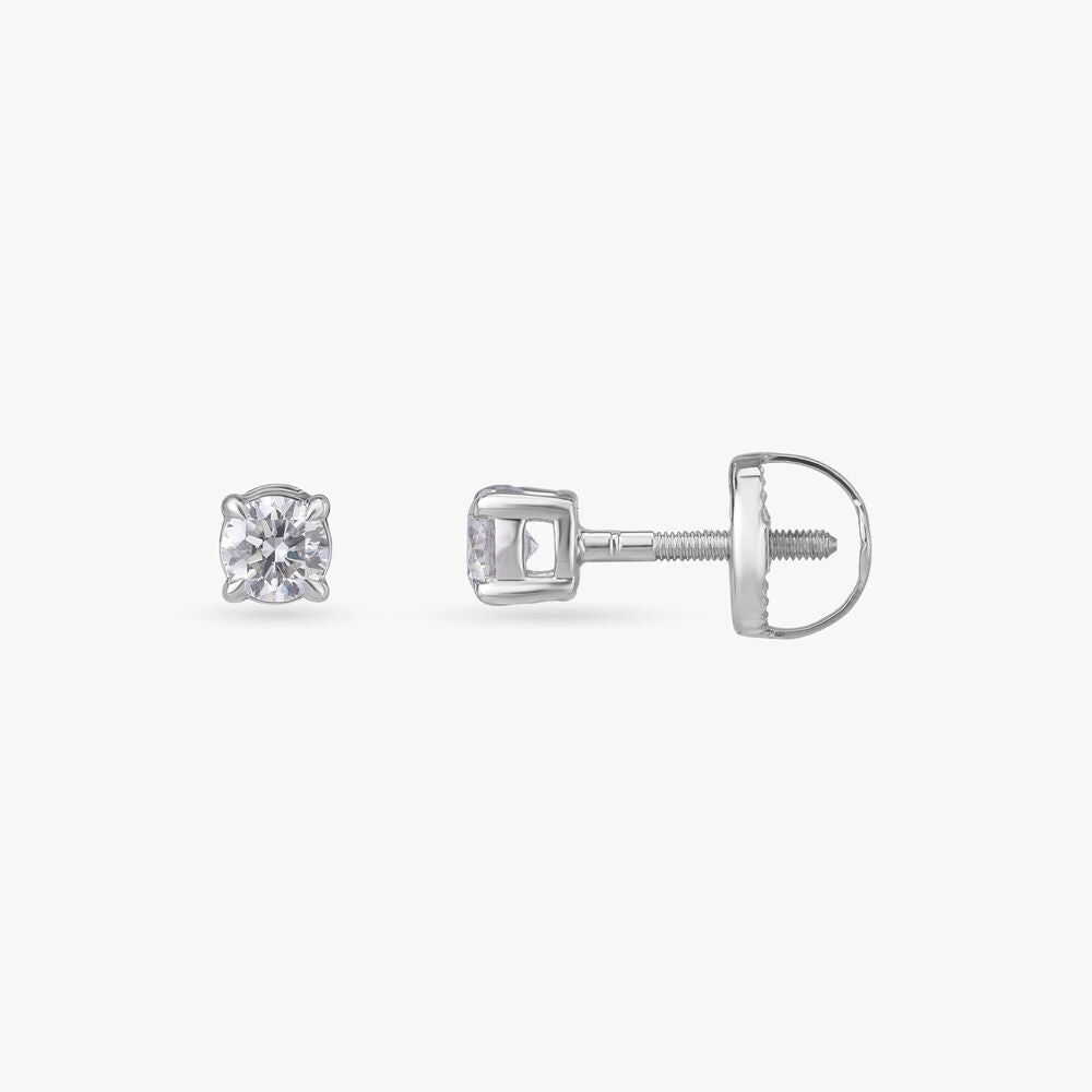 Radiance Refined Celeste Solitaire Stud Earrings in 18K White Gold, 0.7 ct