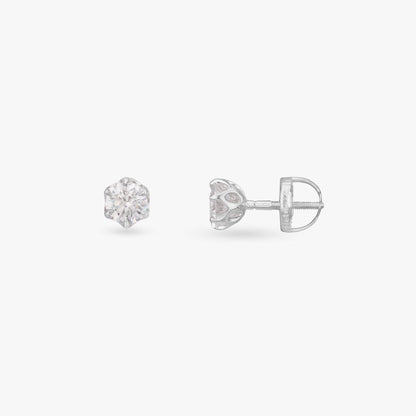 Resplendent Dazzle Solitaire Earrings in 18K White Gold, 1.2 ct