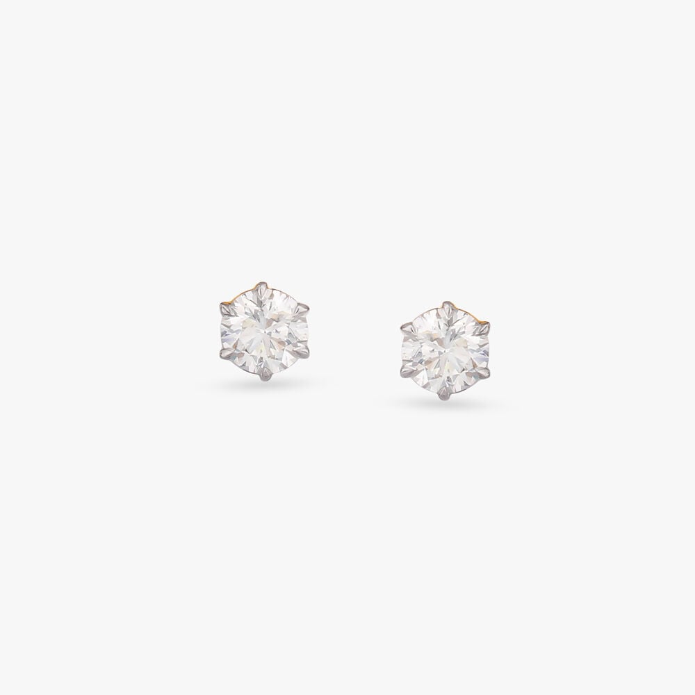 Starlight Solitaire Stud Earrings in 18K Yellow Gold, 0.62 ct