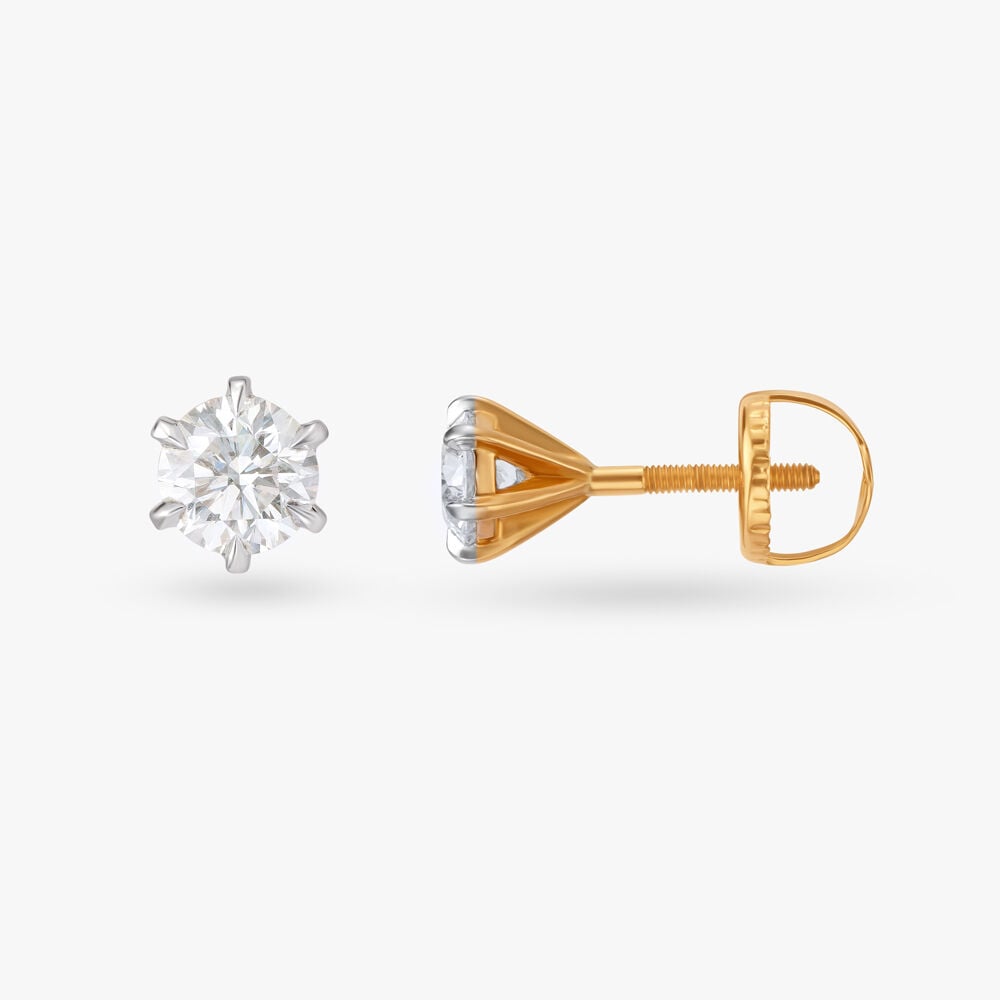 Blazing Trail of Radiance Celeste Solitaire Stud Earrings in 18K Yellow Gold, 0.62 ct