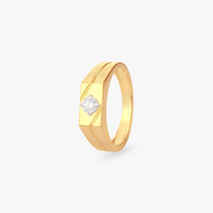 Legacy Glow Solitaire Ring for Men in 18K Yellow Gold, 0.3 ct