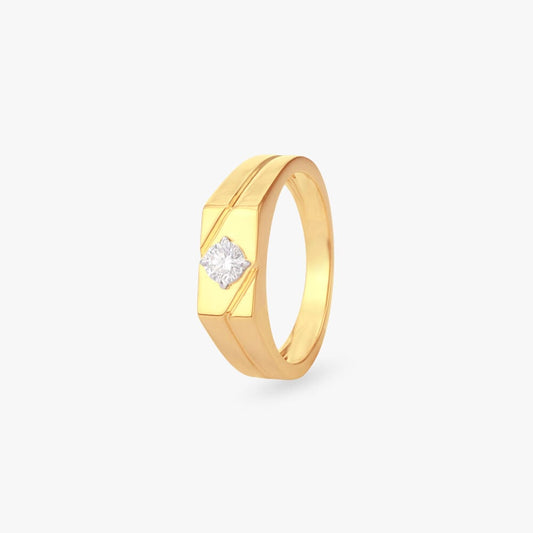 Legacy Glow Solitaire Ring for Men in 18K Yellow Gold, 0.3 ct
