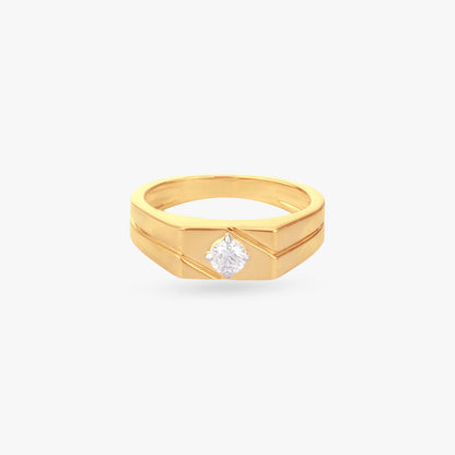 Legacy Glow Solitaire Ring for Men in 18K Yellow Gold, 0.3 ct