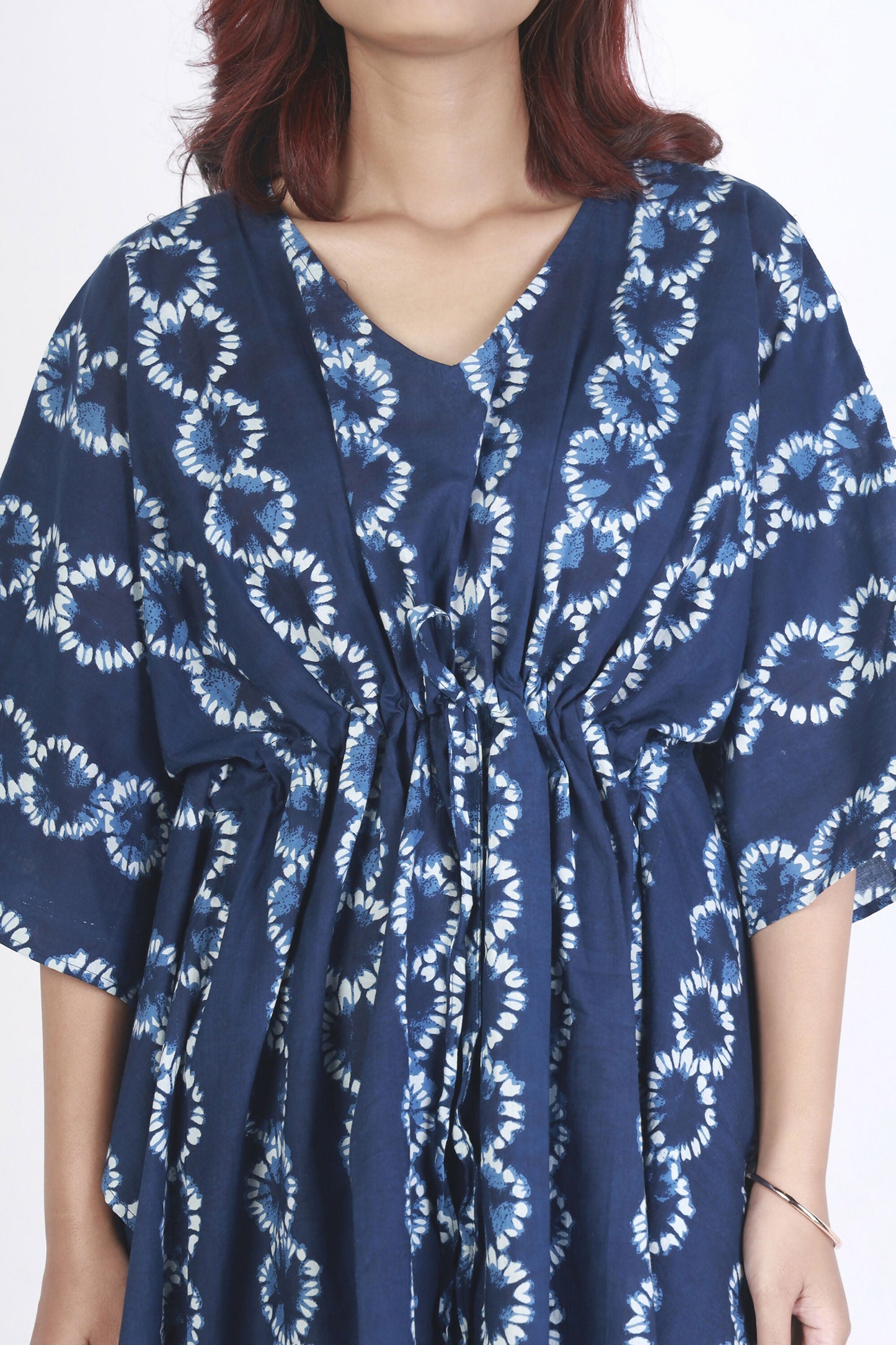 Breathables WomenS Loungewear Kaftan Cotton Blue Abstract Print Co-Ord Set