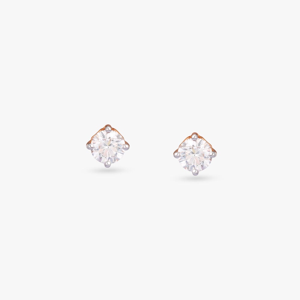 Crown Spark Solitaire Stud Earrings in 22K Rose Gold, 1.61 ct