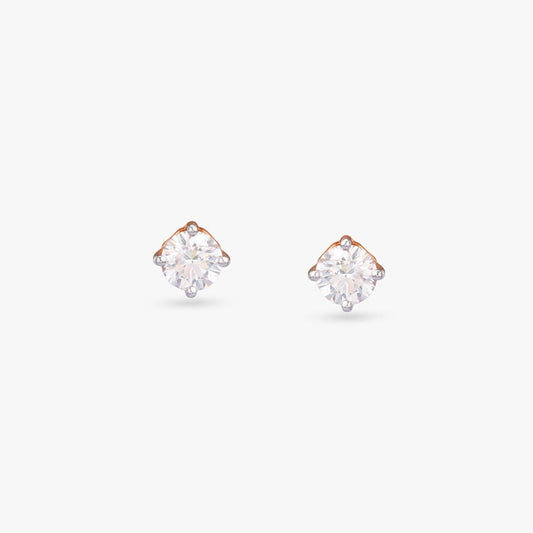 Crown Spark Solitaire Stud Earrings in 22K Rose Gold, 1.61 ct