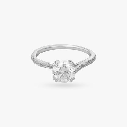 Radiant Sparkle Solitaire Ring in 18K White Gold, 1.315 ct