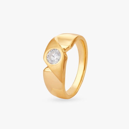 Signature Charm Solitaire Ring for Men in 18K Yellow Gold, 0.45 ct