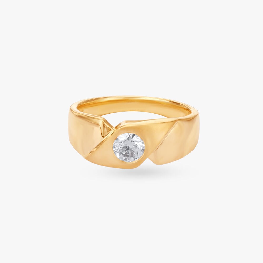 Signature Charm Solitaire Ring for Men in 18K Yellow Gold, 0.45 ct