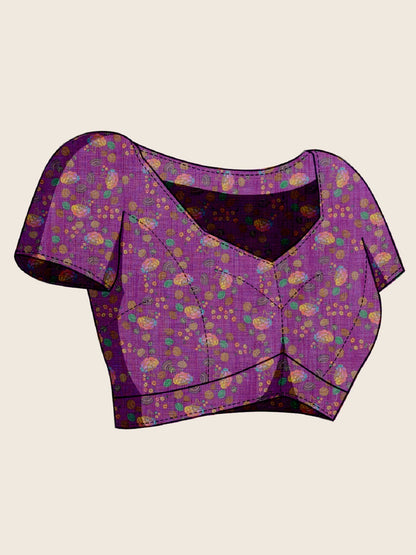 Dwija Fashion Purple Casual Wear Linen Saree Mirror Work With Unstitched Blouse