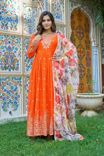 Lehenga Mart Designer Anarkali Suit With Kurta Palazzo Dupatta For Women-Fanta