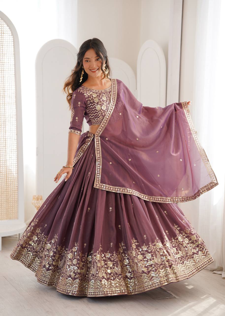 Lehenga Mart Designer Shimmer Lehenga Choli For Wedding-Purple