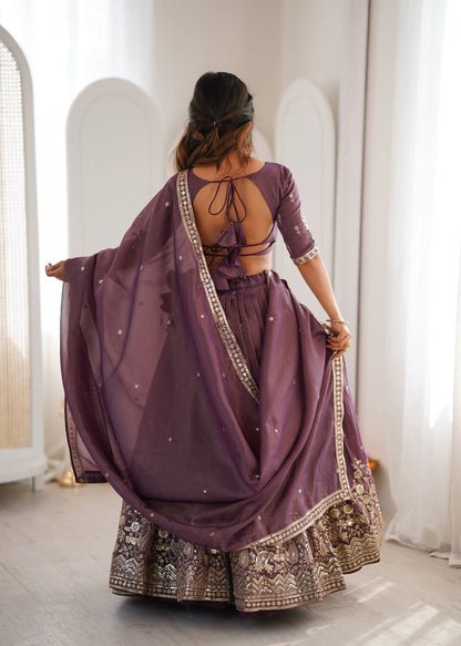 Lehenga Mart Designer Shimmer Lehenga Choli For Wedding-Purple