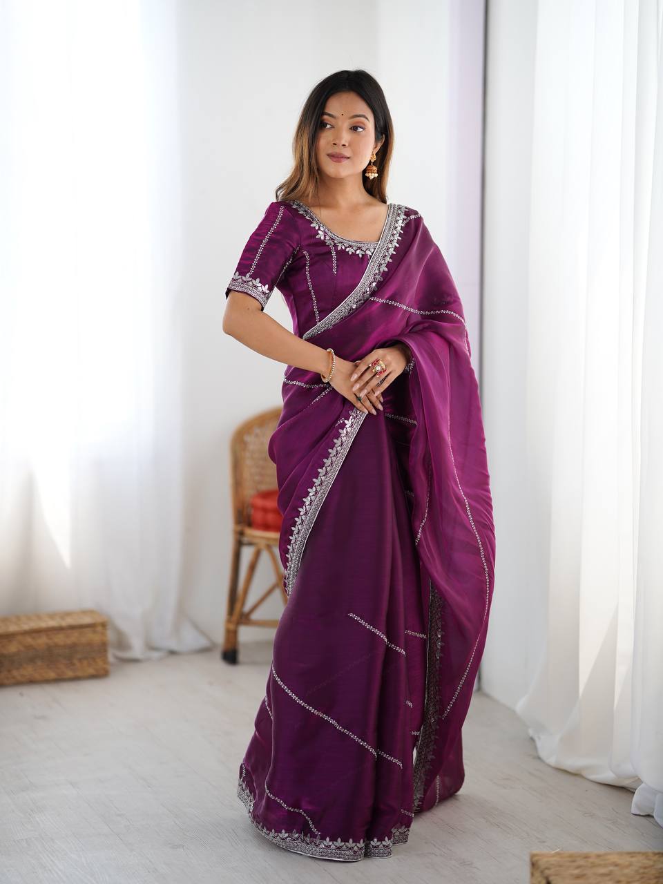 Lehenga Mart Designer Bollywood Style Party Wear Saree-Purple