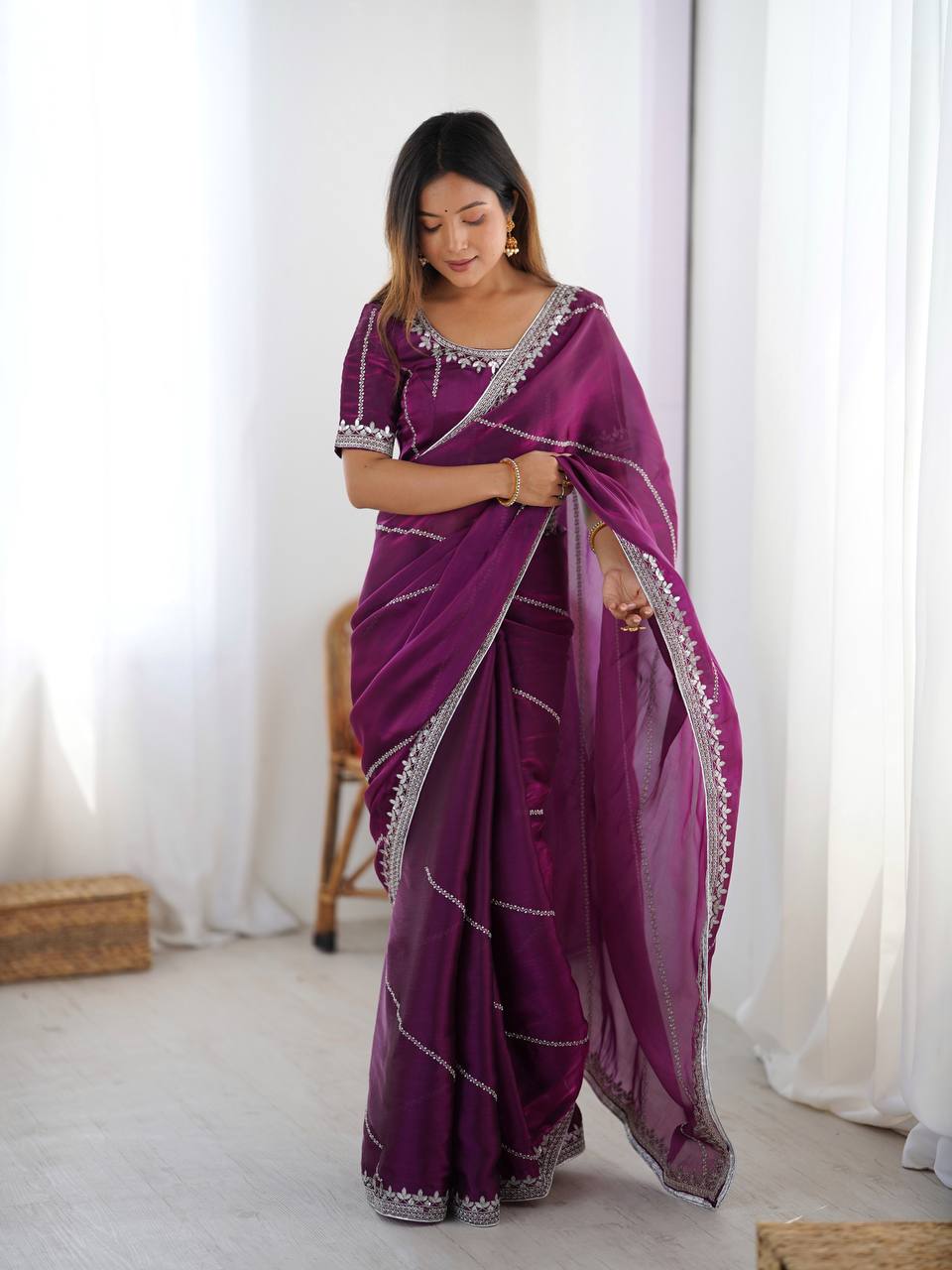 Lehenga Mart Designer Bollywood Style Party Wear Saree-Purple