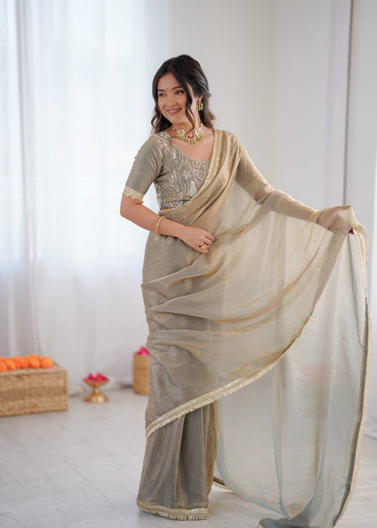 Lehenga Mart Designer Bollywood Style Party Wear Saree-Grey