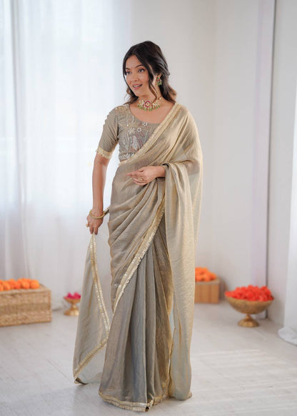 Lehenga Mart Designer Bollywood Style Party Wear Saree-Grey