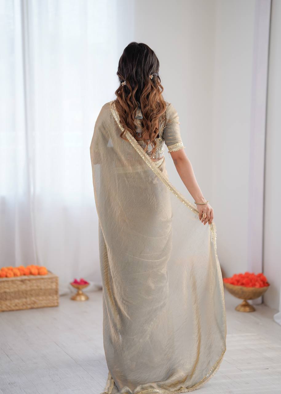 Lehenga Mart Designer Bollywood Style Party Wear Saree-Grey
