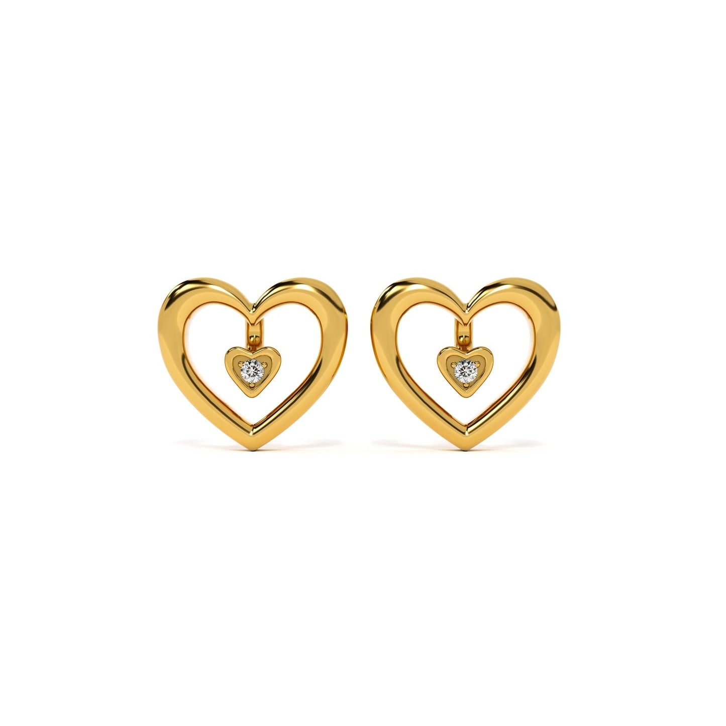 Love's Glow Heart 9KT Gold Laboratory Grown Diamond Stud Earring