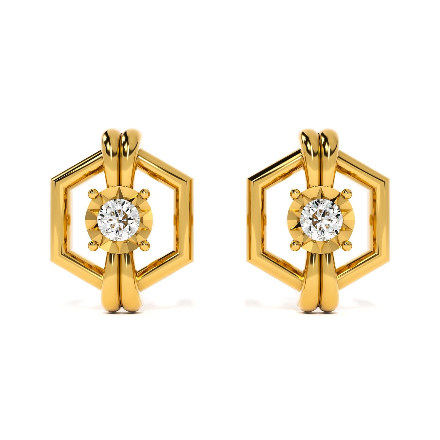 Sleek & Chic 9KT Gold Laboratory Grown Diamond Stud Earring