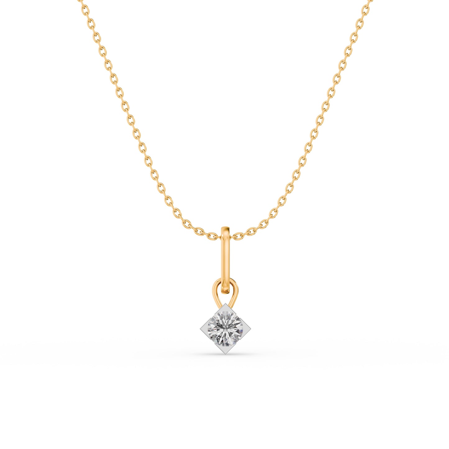 Elegant Solitaire 9KT Gold Laboratory Grown Diamond Necklace