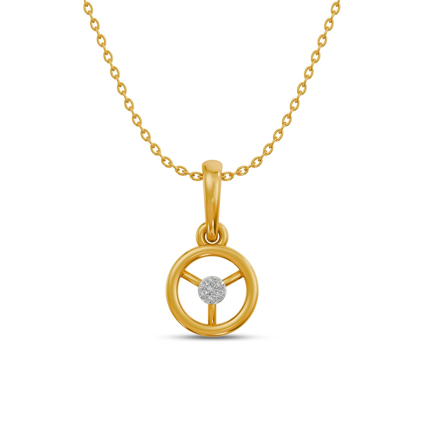 Compass 9KT Gold Laboratory Grown Diamond Pendant