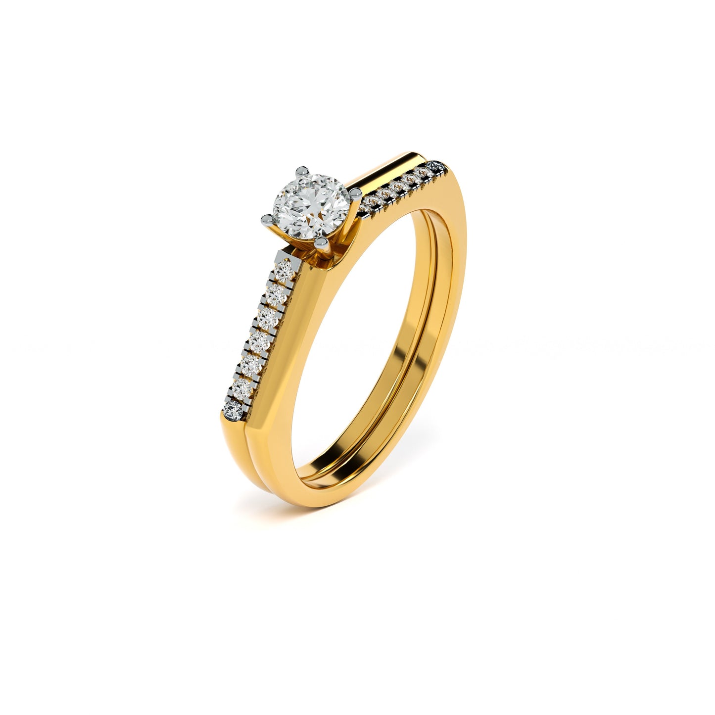 Channel and Pave 9KT Gold Laboratory Grown Diamond Ring