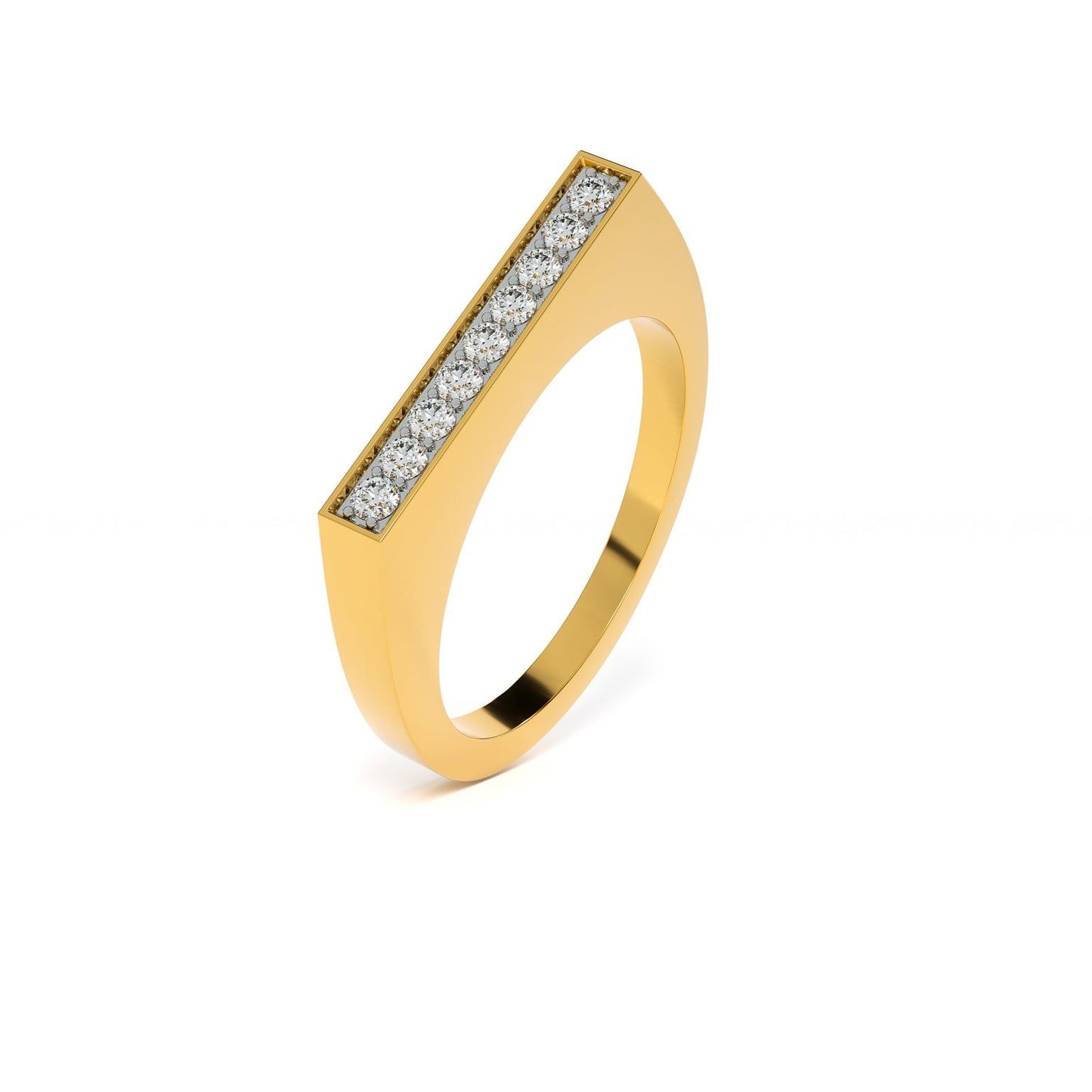 Rectangular 9KT Gold Laboratory Grown Diamond Ring